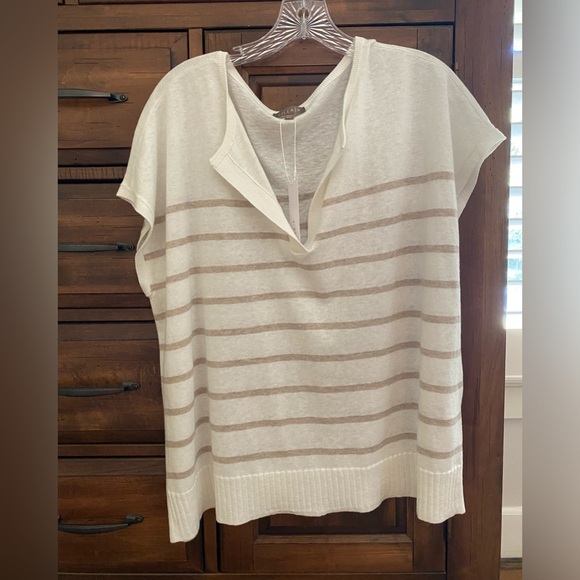 Lilla P stripe split neck tunic sweater - M/L - NWT - color: Linen Stripe - Picture 8 of 10